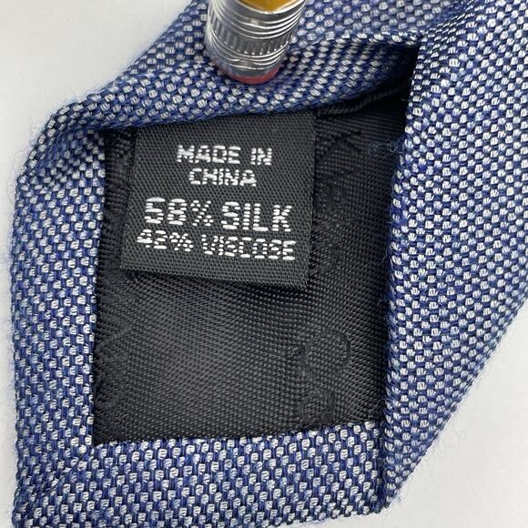 Calvin Klein Silk Blend Neckties Lot of 3 Blue Denim Window Pane Casual Elegant - Picture 14 of 16
